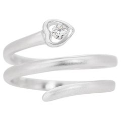 Unique Spiral Heart Diamond Ring in 18K White Gold