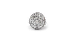 Stunning 18k White Gold Dome Ring with 3.10 Ct Natural Diamonds IGI Certificate