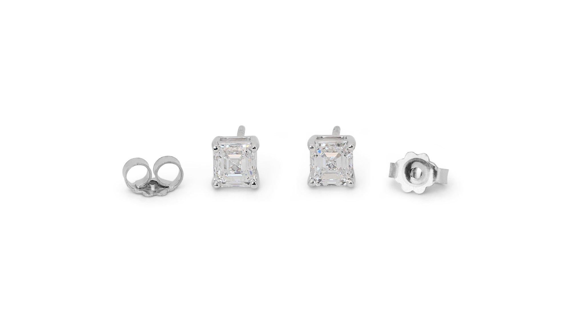 Superbe or blanc 18 carats - Boucles d'oreilles - Certificat GIA de 1,40 carat de diamant naturel  en vente 5