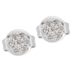 Stunning 18K White Gold Earrings with 0.14ct Round Brilliant Natural Diamond