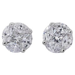 Stunning 18k White Gold Earrings with 2.24 total carat Natural Diamond