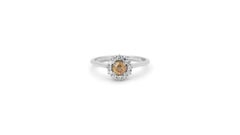 Stunning 18k White Gold Halo Fancy Ring with 0.65 ct Natural Diamonds AIG Cert