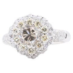Stunning 18k White Gold Halo Ring w/ 1.7 total carat weight of Natural Diamonds