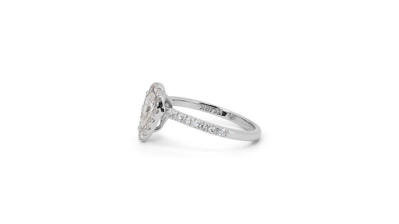 Stunning 18k White Gold Halo Ring with 0.98 Ct Natural Diamonds IGI Certificate 3