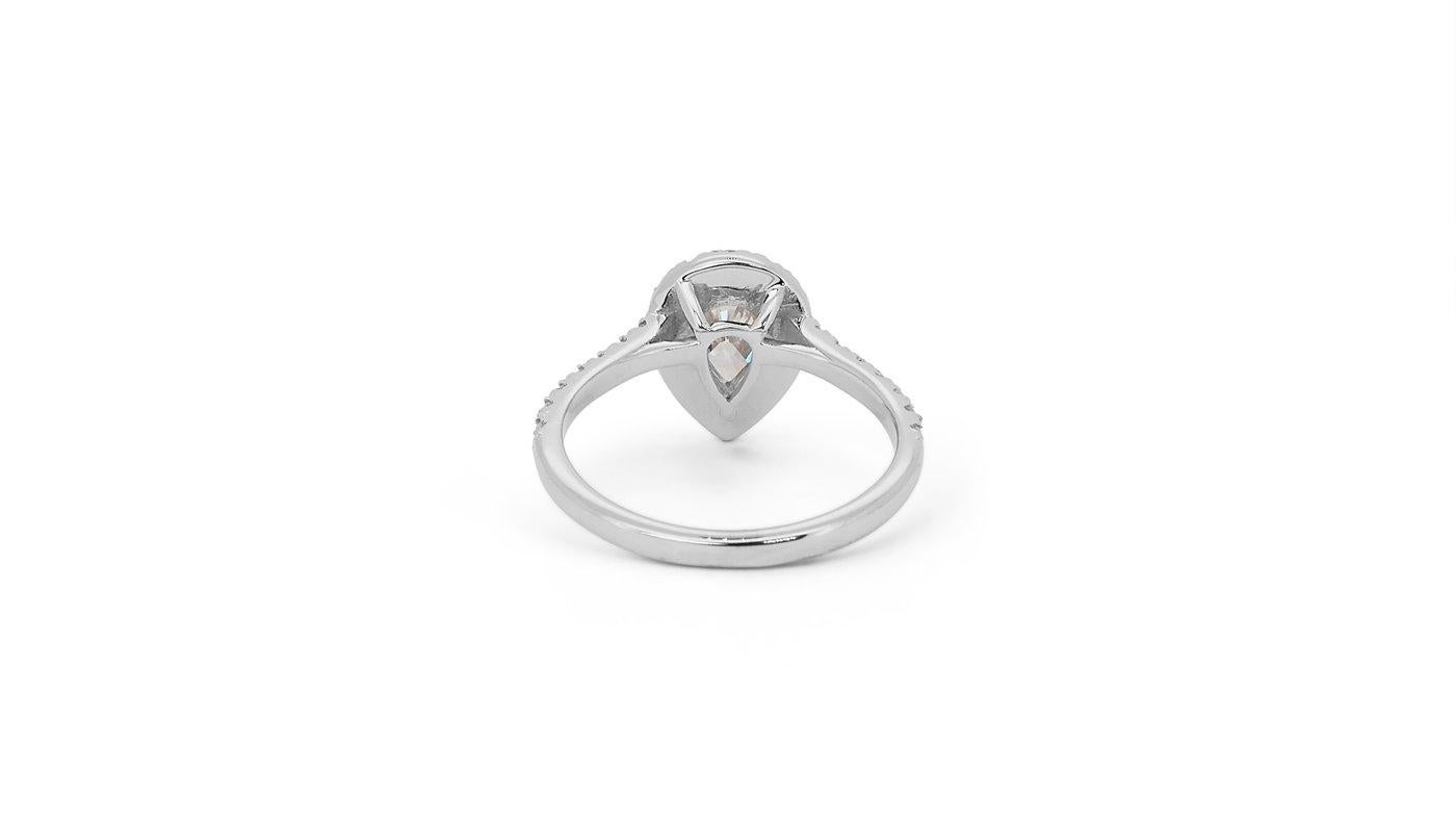 Stunning 18k White Gold Halo Ring with 0.98 Ct Natural Diamonds IGI Certificate 4