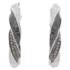 Stunning 18k White Gold Hoop Earrings with 2.56 Ct Natural Diamonds