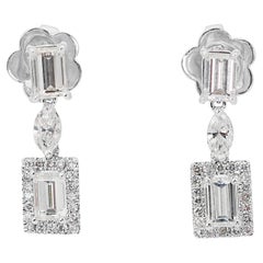  Stunning 18k White Gold Natural Diamond Drop Earrings w/2.52 ct - IGI Certified