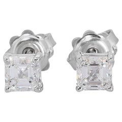 Sorprendentes pendientes de oro blanco de 18 quilates con diamantes naturales de 1,12 quilates - Certificado GIA