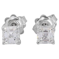 Stunning 18K White Gold Natural Diamonds Stud Earrings w/1.12 Carat - GIA Cert