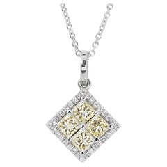 Stunning 18K White Gold Necklace with a Dazzling 1.04 carat Princess cut Diamond