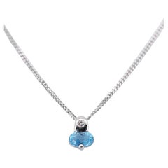 Stunning 18k White Gold Necklace with 1.02 Ct Natural Topaz and Diamonds