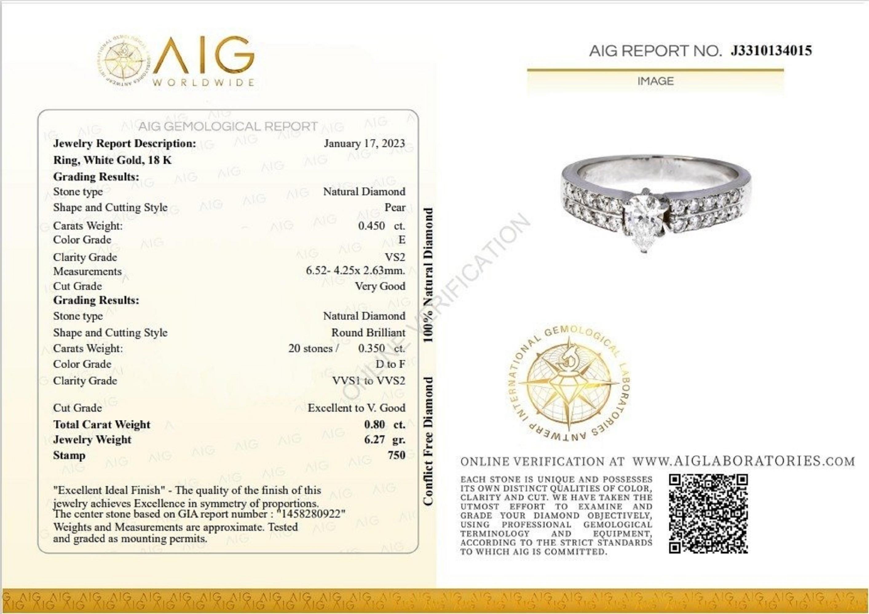 Stunning 18k White Gold Pave Ring with 0.8 Ct Natural Diamonds GIA Certificate In Excellent Condition In רמת גן, IL
