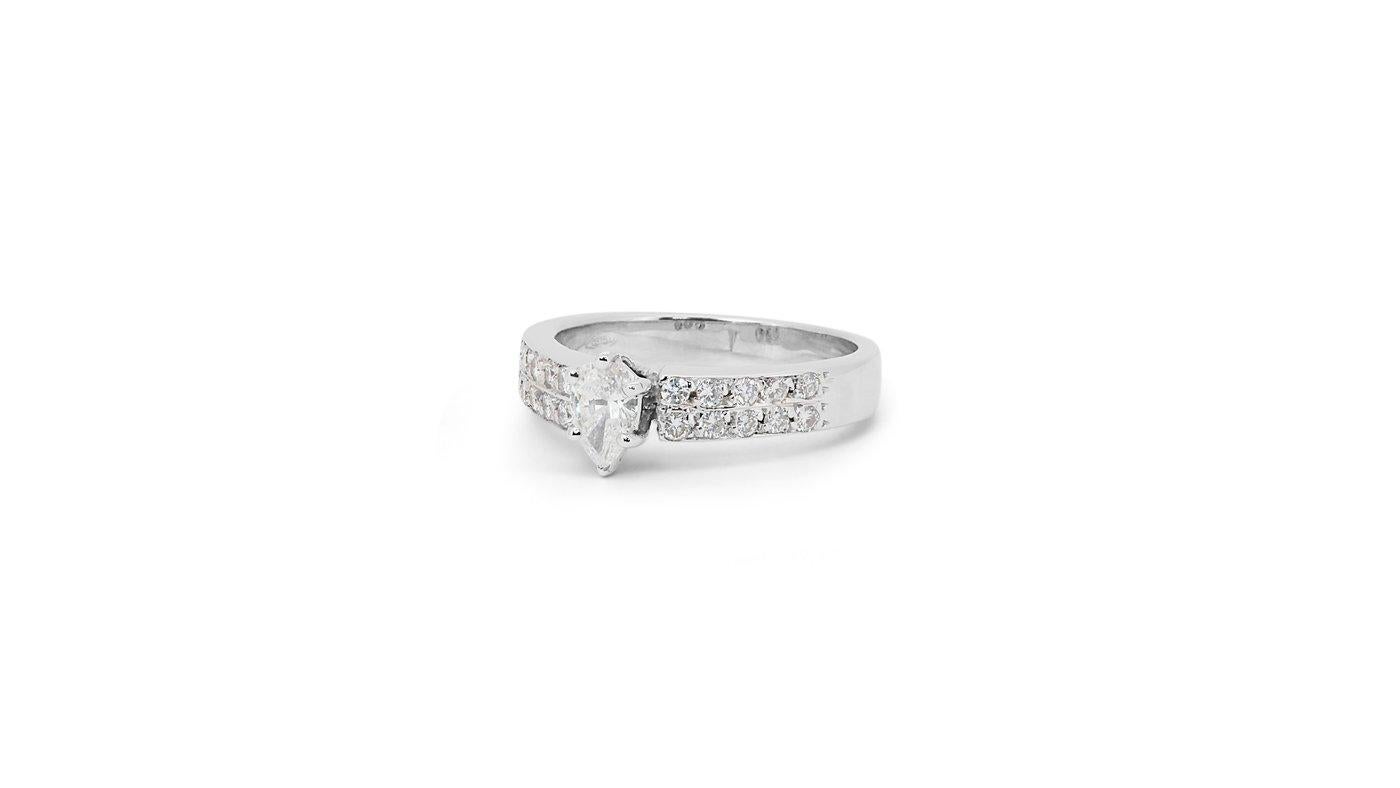 Stunning 18k White Gold Pave Ring with 0.8 Ct Natural Diamonds GIA Certificate 1