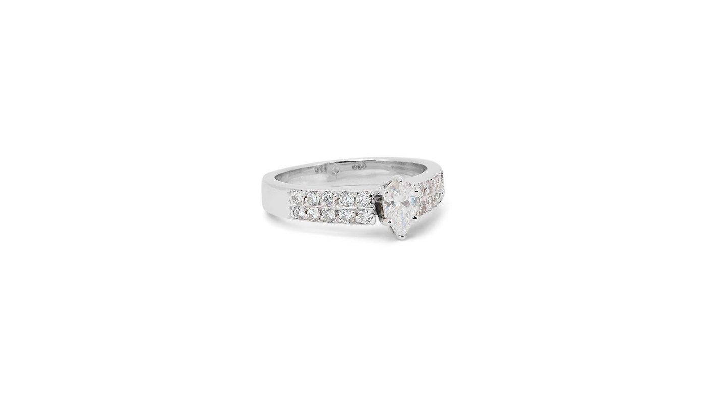 Stunning 18k White Gold Pave Ring with 0.8 Ct Natural Diamonds GIA Certificate 2