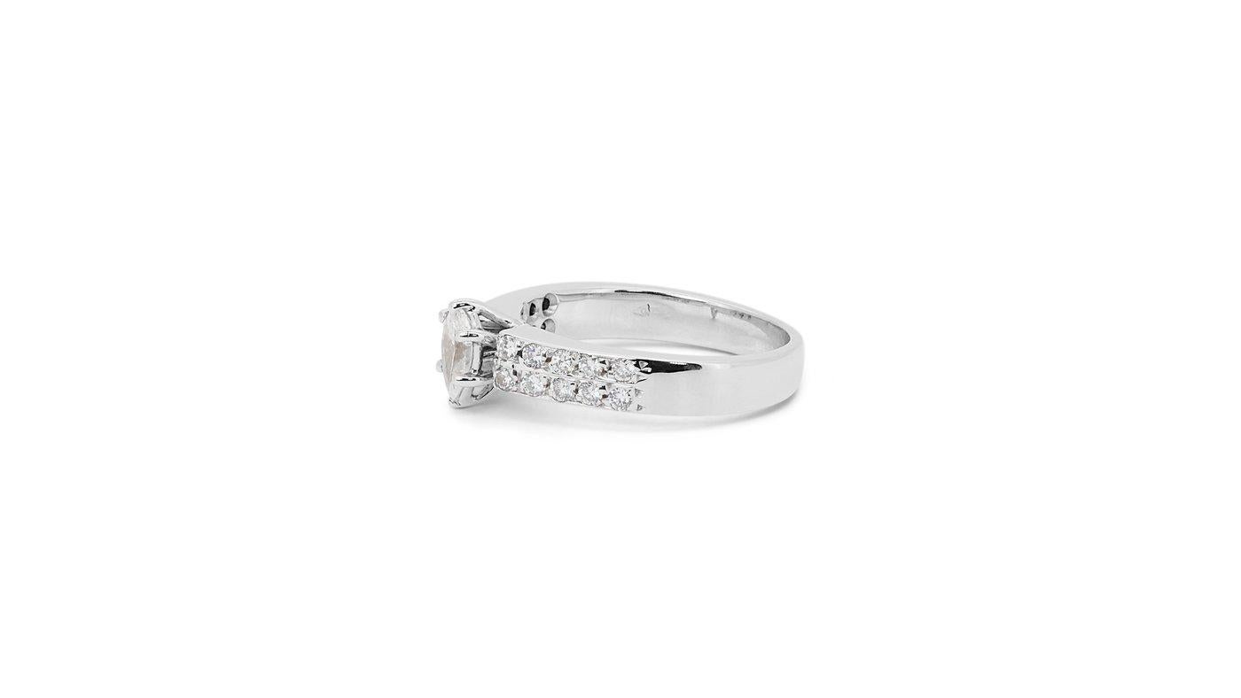 Stunning 18k White Gold Pave Ring with 0.8 Ct Natural Diamonds GIA Certificate 3