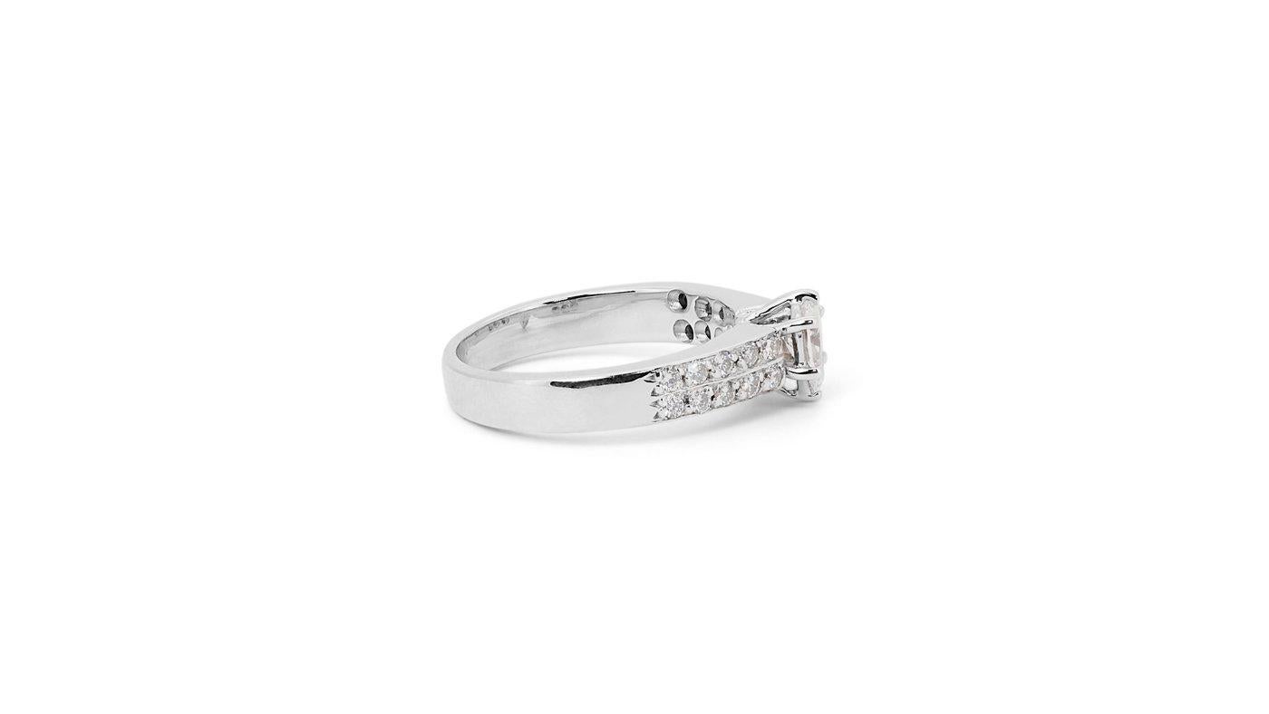 Stunning 18k White Gold Pave Ring with 0.8 Ct Natural Diamonds GIA Certificate 4