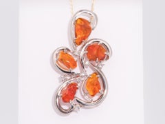 Stunning 18K White Gold Pendant with 5ct+ Freeform Mexican Fire Opal R4572