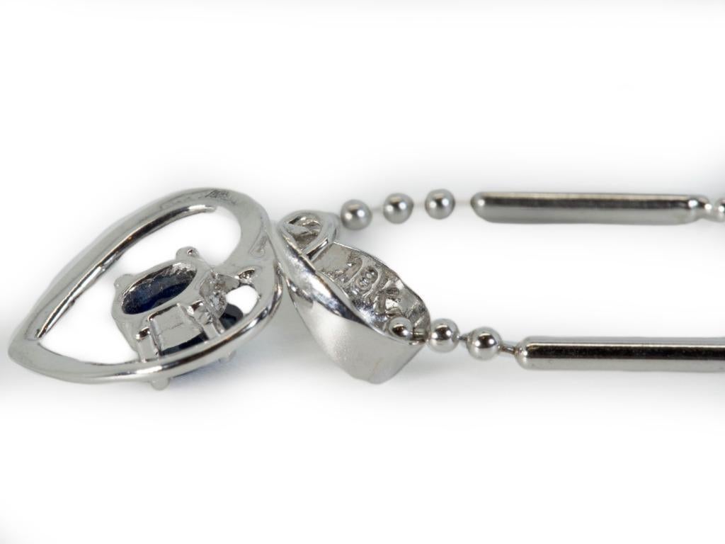 Stunning 18K White Gold Pendant with Chain with 0.30 Ct Natural Sapphire In New Condition In רמת גן, IL