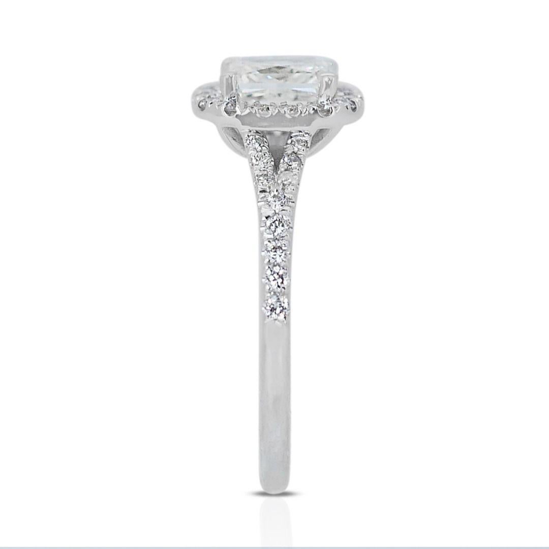Atemberaubender 18K Weißgold Ring Natürliche Diamanten Damen im Angebot