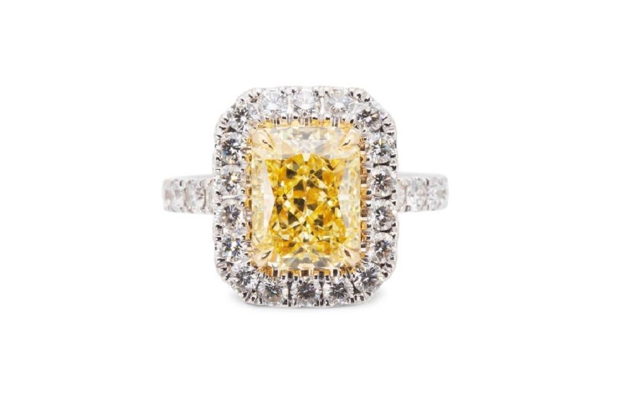 Radiant Cut Stunning 18K White Gold Ring with 3.702 ct Natural Diamonds- GIA Certificate