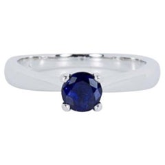 Stunning 18K White Gold Sapphire & Diamond Ring with 0.70 ct Natural Sapphire 