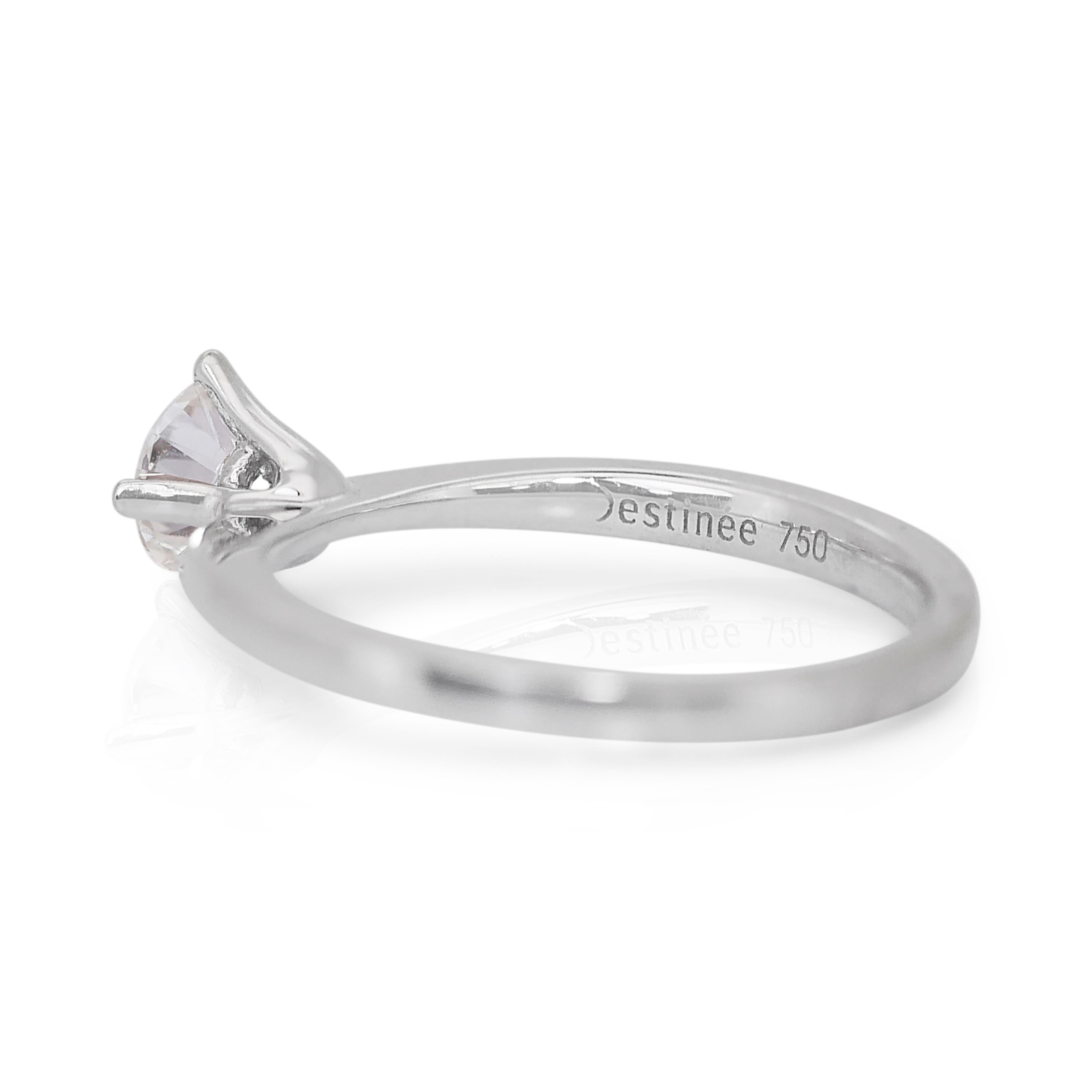 Round Cut Classic 0.55ct Diamond Solitaire Ring in 18k White Gold - IGI Certified