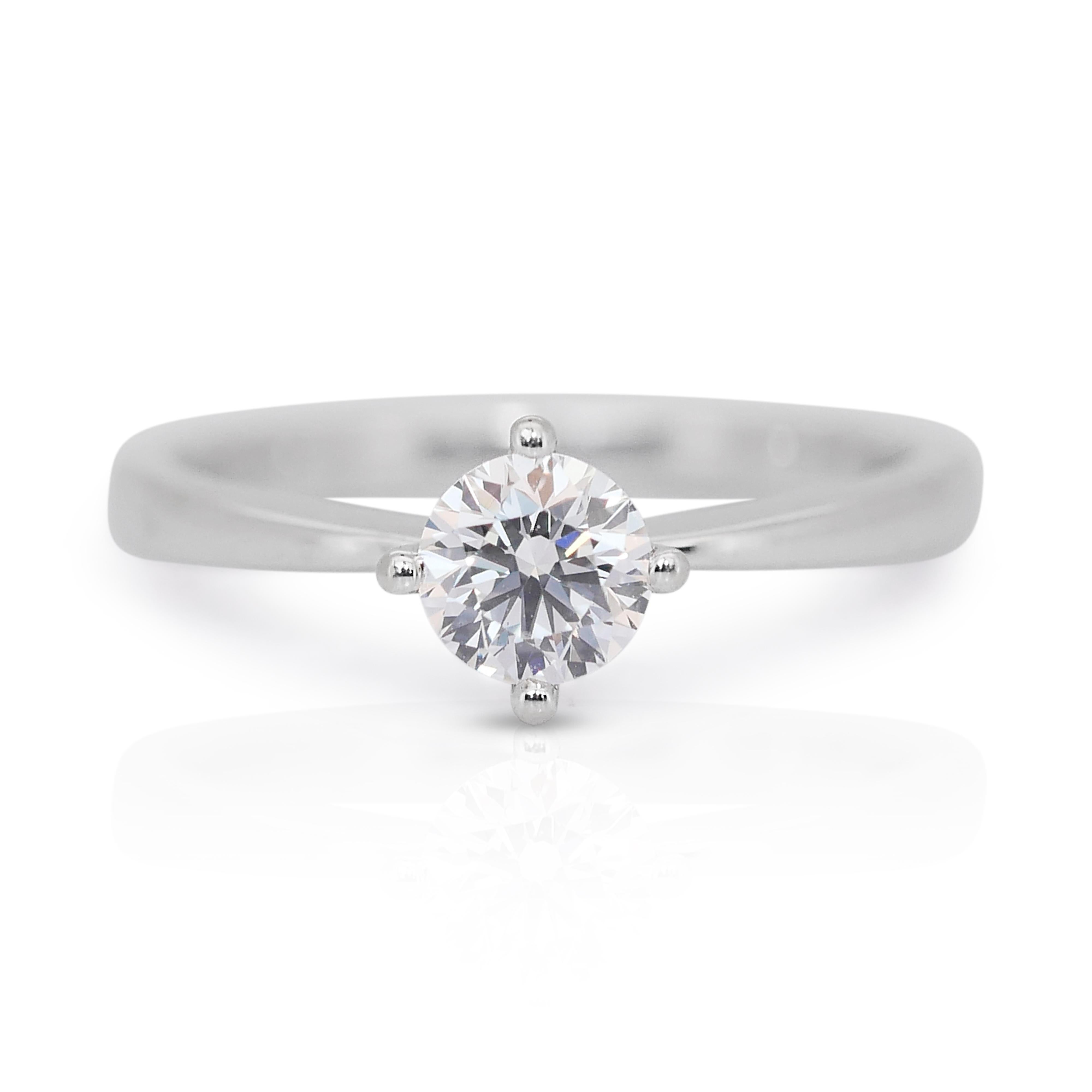 Classic 0.55ct Diamond Solitaire Ring in 18k White Gold - IGI Certified 3