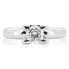 Stunning 18K White Gold Solitaire Ring with 0.61 Ct Natural Diamonds, GIA Cert