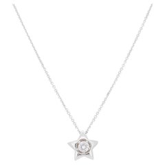 Stunning 18K White Gold Star Necklace with 0.16 ct Natural Diamond