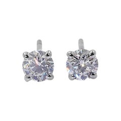 Stunning 18k White Gold Stud Earrings with 0.80 Ct Natural Diamonds GIA Cert Stunning 18k White Gold Stud Earrings with 0.80 Ct Natural Diamonds GIA Cert