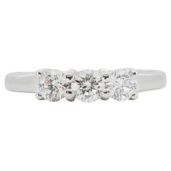 Stunning 18K White Gold Three Stone Ring with 0.45 Total  carat Natural Diamonds