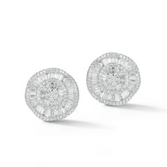Stunning 18 Karat Gold Unique Button-Design Earrings with over 260 Diamonds