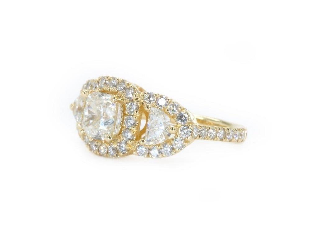 Stunning 18K Yellow Gold Art Deco Ring with 2.39 Ct Natural Diamonds, AIG Cert 2