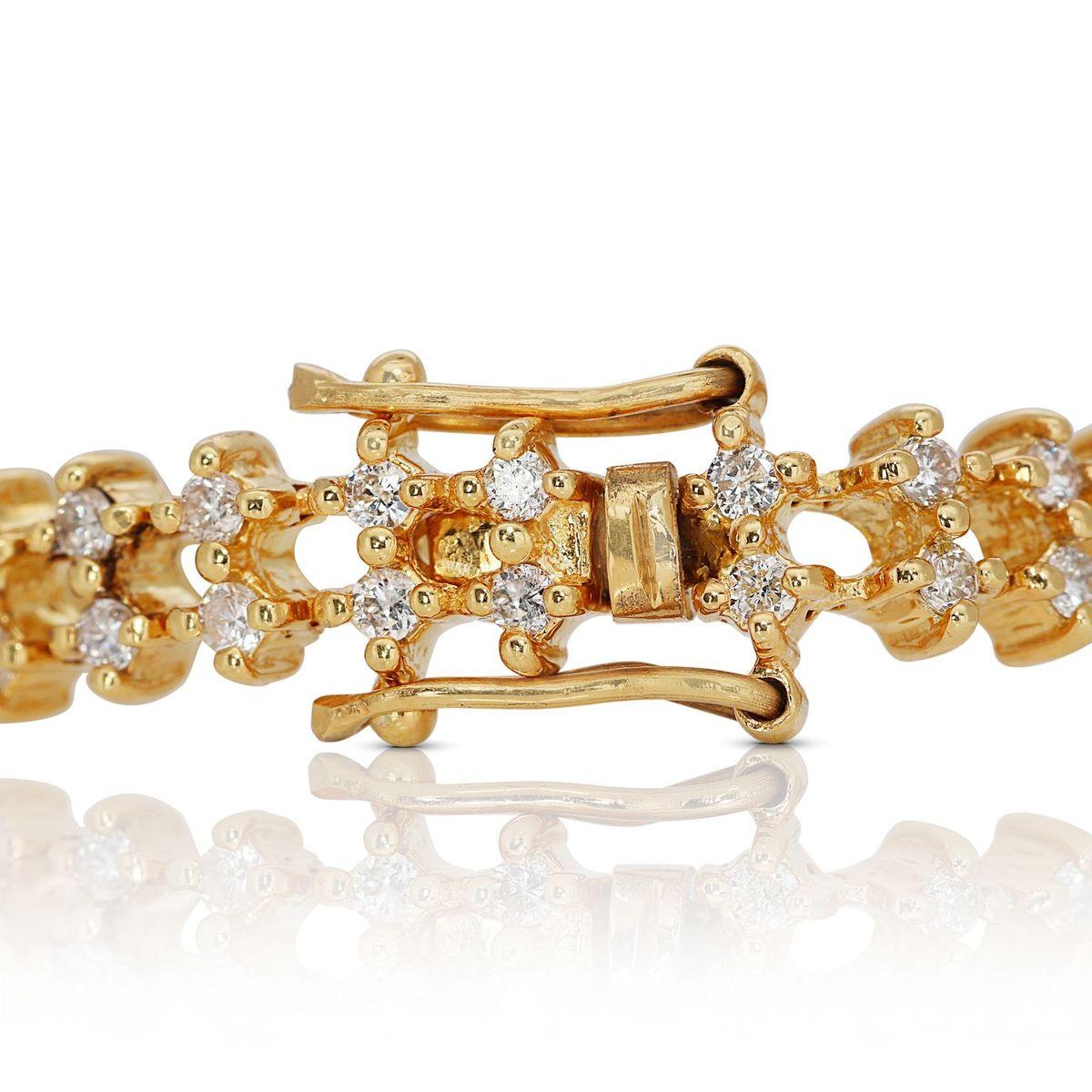 Superbe bracelet en or jaune 18 carats avec 1,72 carat de diamants naturels en vente 2