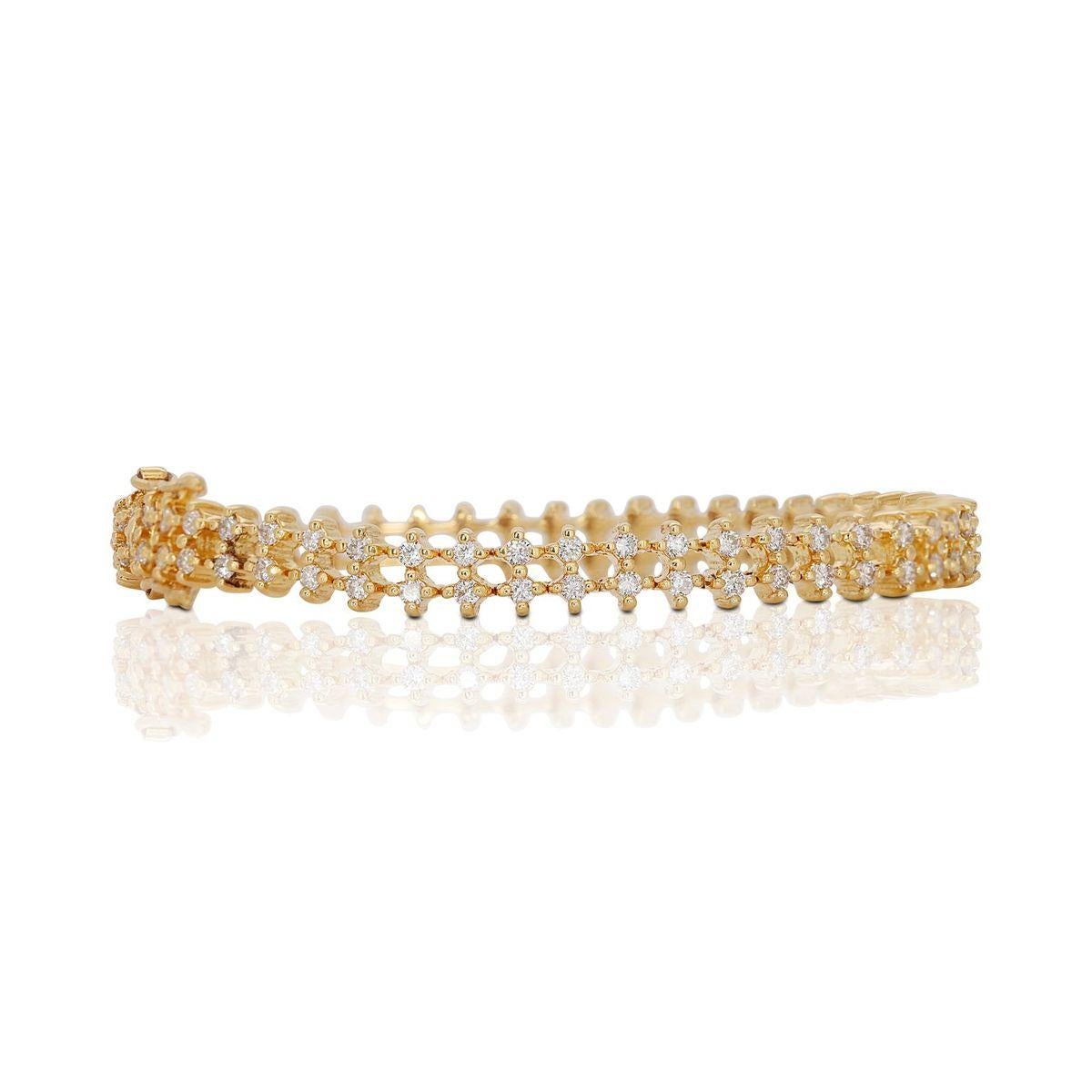 Superbe bracelet en or jaune 18 carats avec 1,72 carat de diamants naturels Neuf - En vente à רמת גן, IL