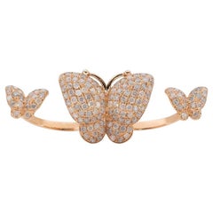 Stunning 18k Yellow Gold Butterfly Ring with 1.50 Ct Natural Diamonds