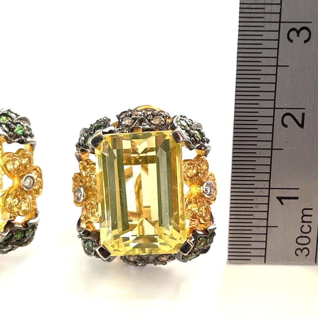 Stunning 18k Yellow Gold Citrine Diamond Earrings In New Condition For Sale In New York, NY