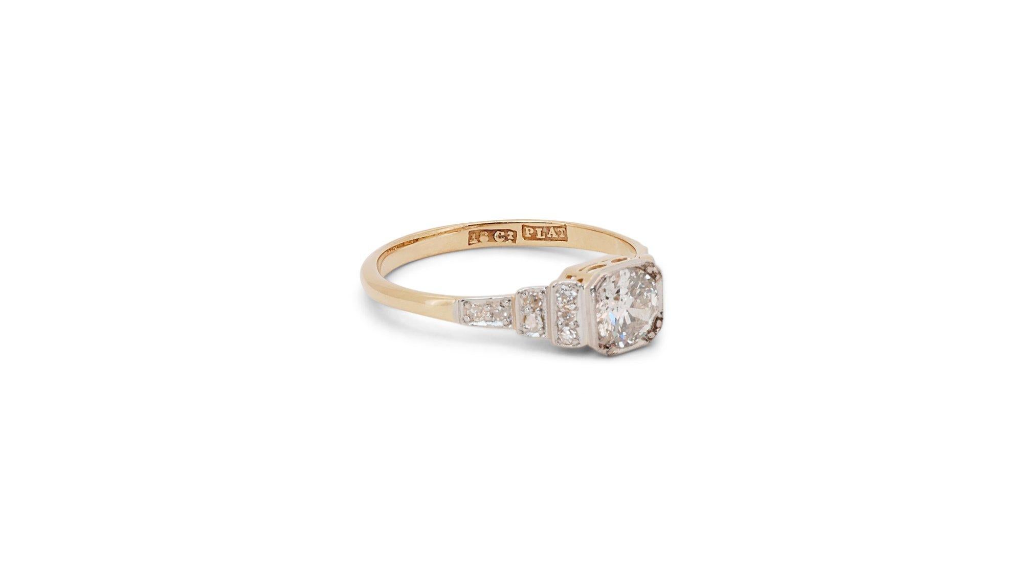 Women's Stunning 18k Yellow Gold Cluster Ring 0.75 ct Natural Diamonds IGI Certificate
