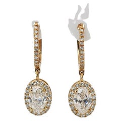 Stunning 18k Yellow Gold Halo Earrings 2.34ct Natural Diamonds AIG Certificate