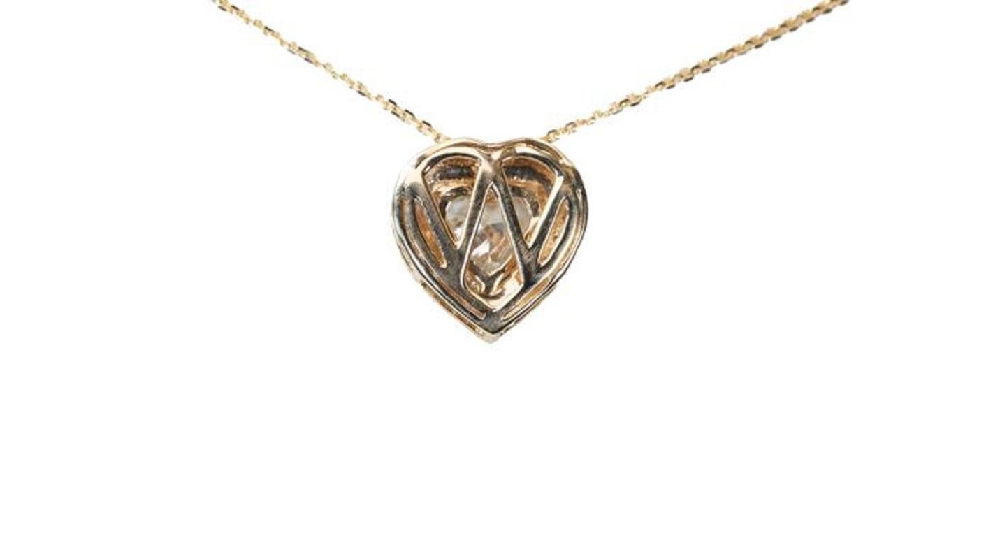 Atemberaubende Halskette aus 18 Karat Gelbgold mit Halo und 0,70 Karat natrlichen Diamanten, AIG-zertifiziert (Herzschliff)