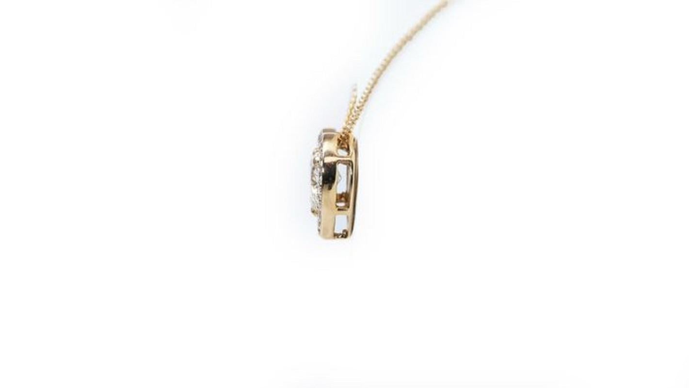 Atemberaubende Halskette aus 18 Karat Gelbgold mit Halo und 0,70 Karat natrlichen Diamanten, AIG-zertifiziert Damen