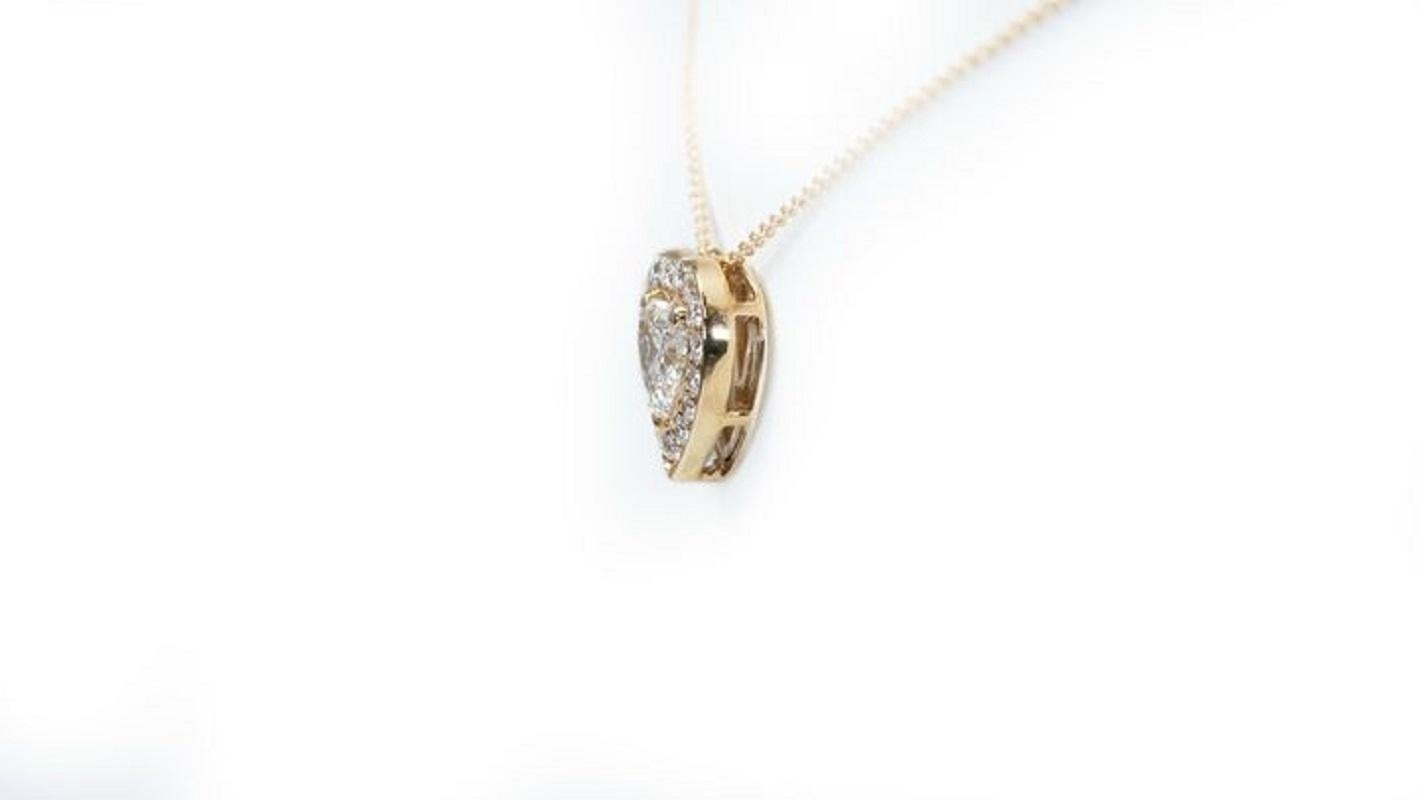 Atemberaubende Halskette aus 18 Karat Gelbgold mit Halo und 0,70 Karat natrlichen Diamanten, AIG-zertifiziert 1
