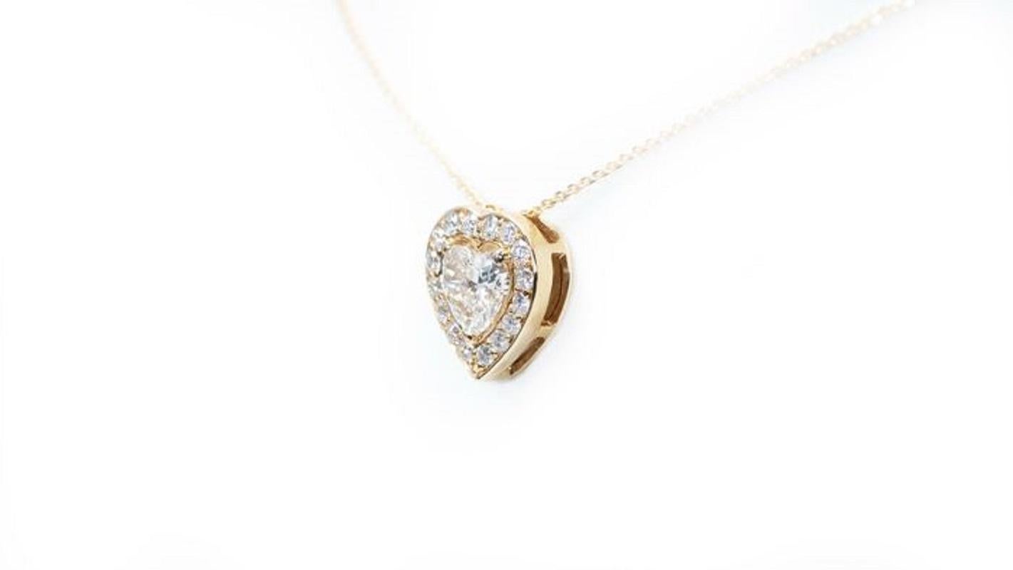Atemberaubende Halskette aus 18 Karat Gelbgold mit Halo und 0,70 Karat natrlichen Diamanten, AIG-zertifiziert 2