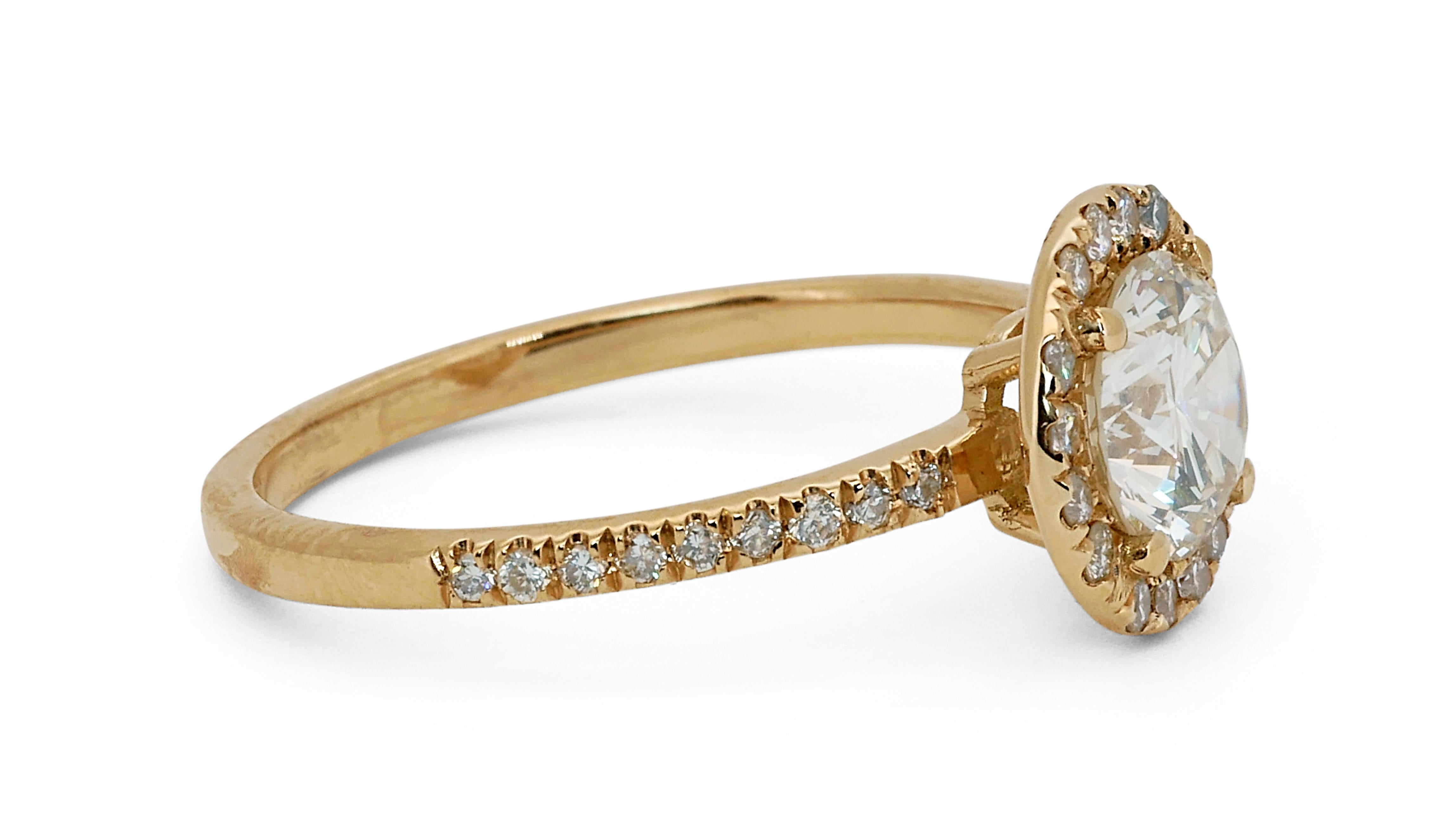 Stunning 18k Yellow Gold Halo Ring with 1.35 Natural Diamonds IGI Certificate 2