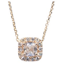 Superbe collier en or jaune 18 carats avec diamants naturels de 1,05 carat, certificat GIA