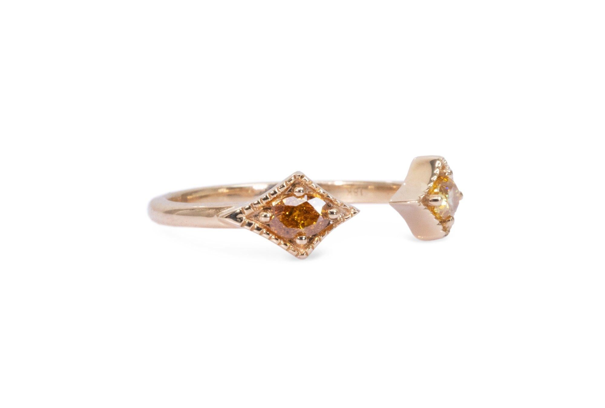 Superbe bague en or jaune 18 carats avec diamants naturels 0,37 carat, certificat AIG Pour femmes en vente