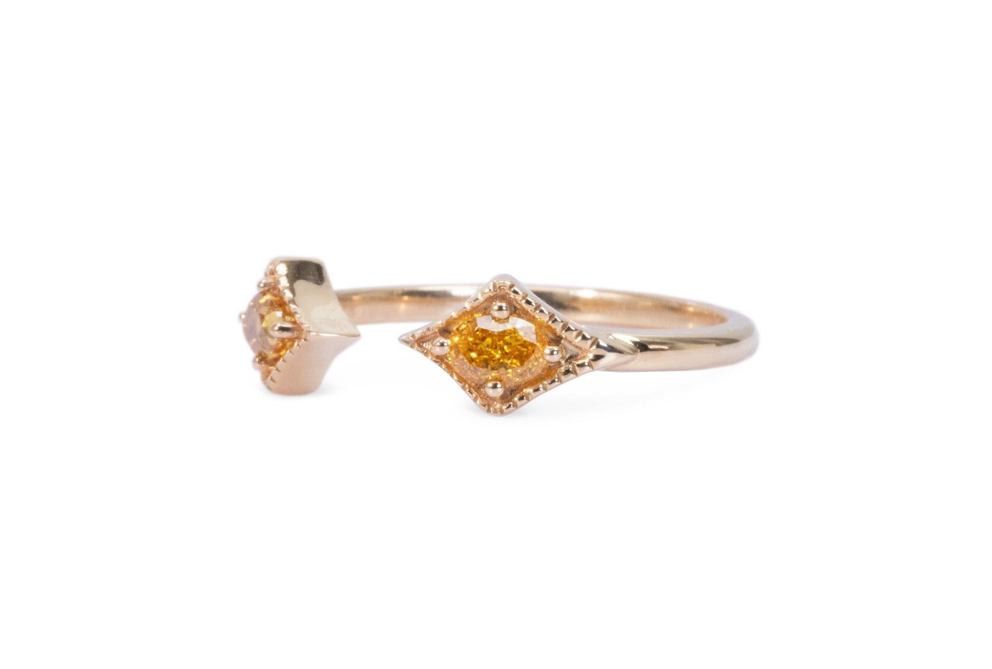 Superbe bague en or jaune 18 carats avec diamants naturels 0,37 carat, certificat AIG en vente 2