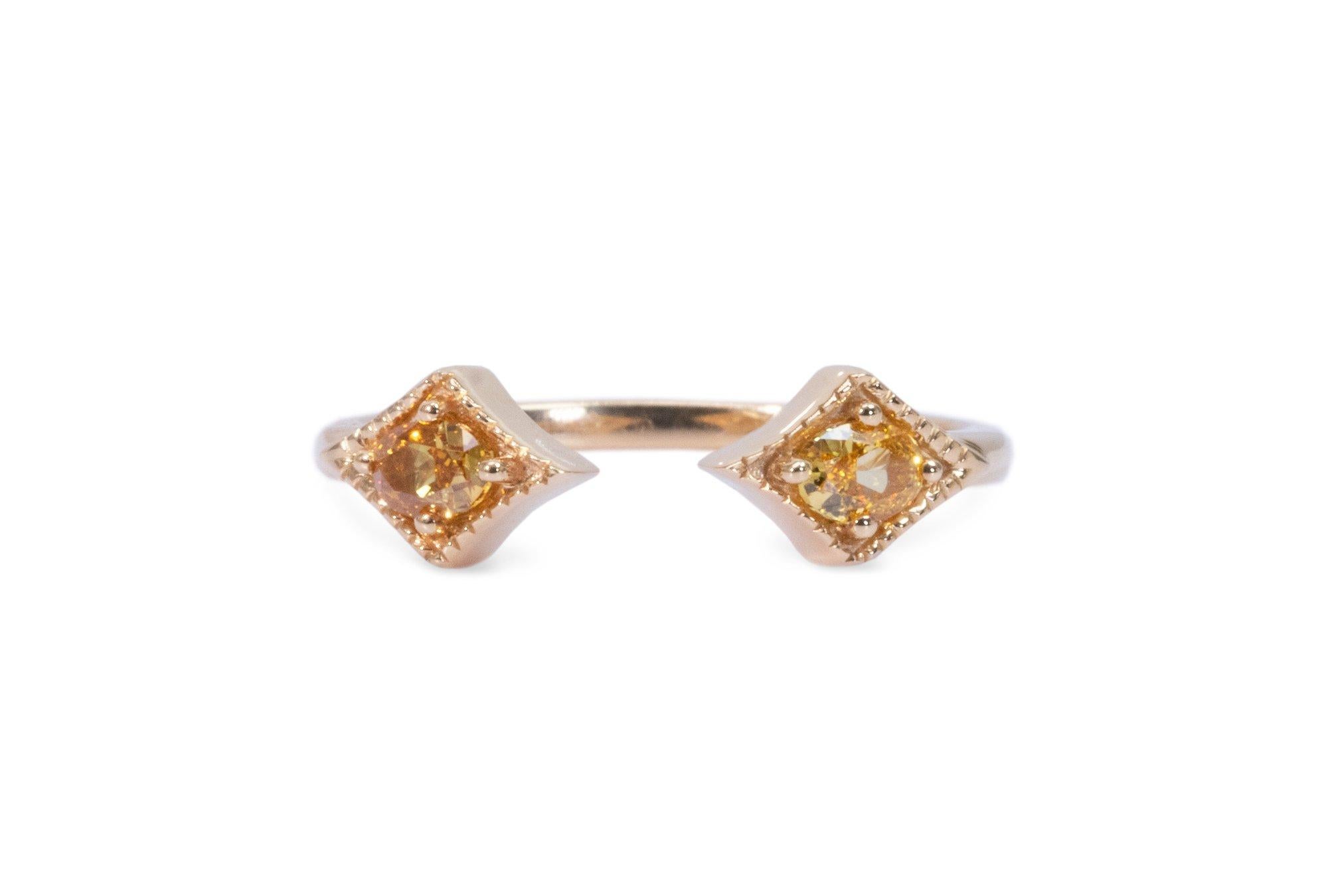 Stunning 18k Yellow Gold Ring with 0.37 Ct Natural Diamonds, AIG Certificate For Sale 2