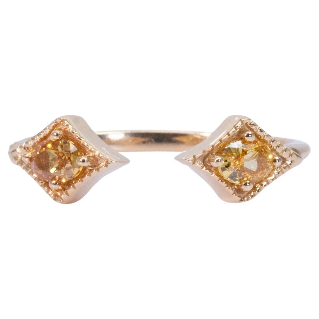 Stunning 18k Yellow Gold Ring with 0.37 Ct Natural Diamonds, AIG Certificate For Sale