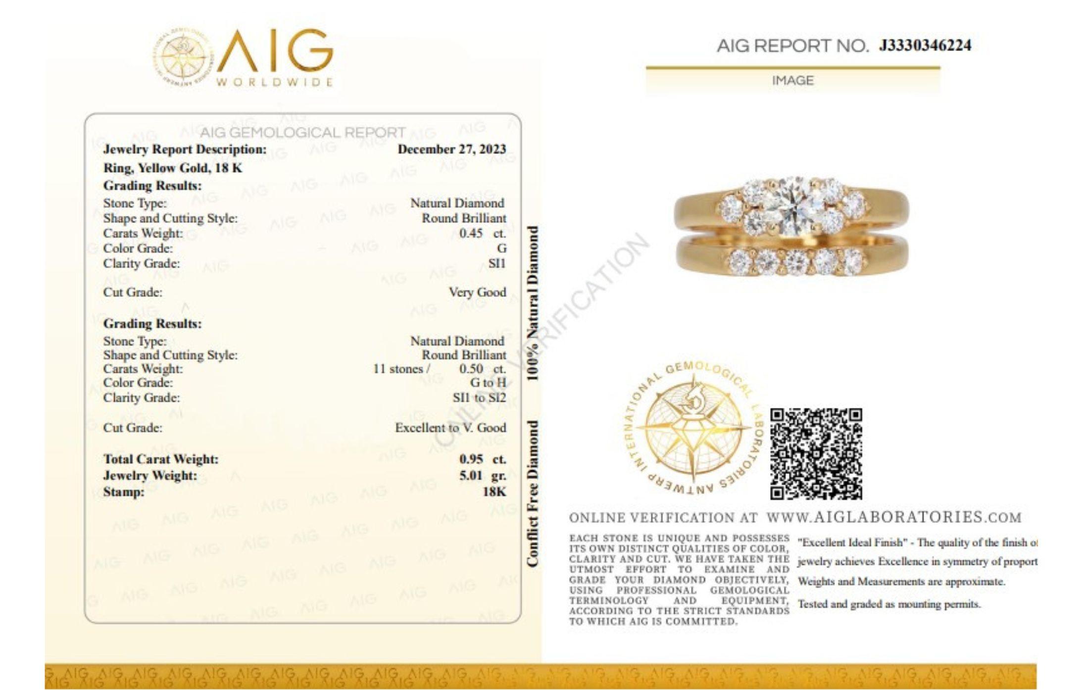 Stunning 18k Yellow Gold Ring with 0.95ct Diamonds For Sale 4